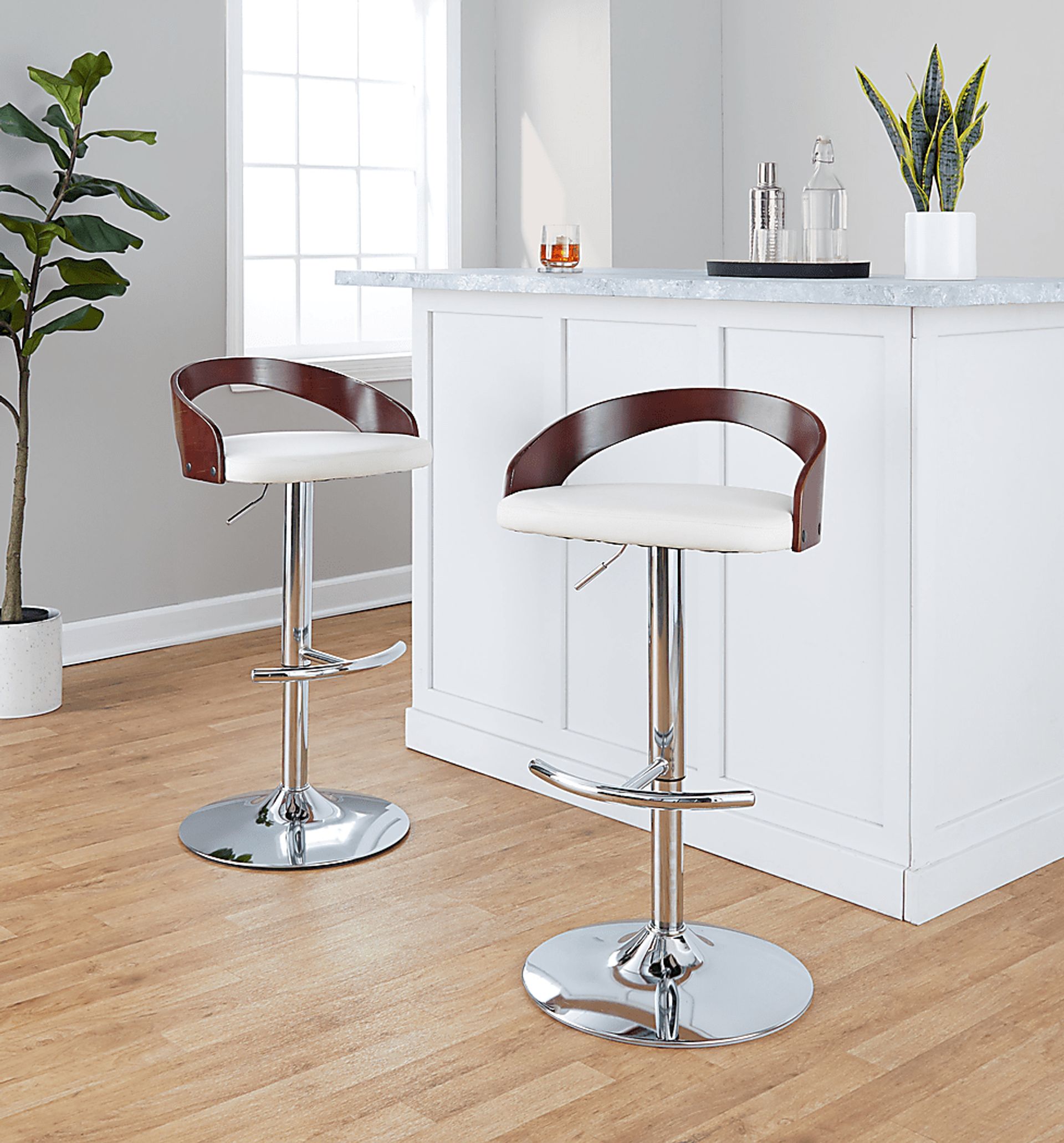 Zykan XXI White Adjustable Barstool, Set of 2 - Image 9