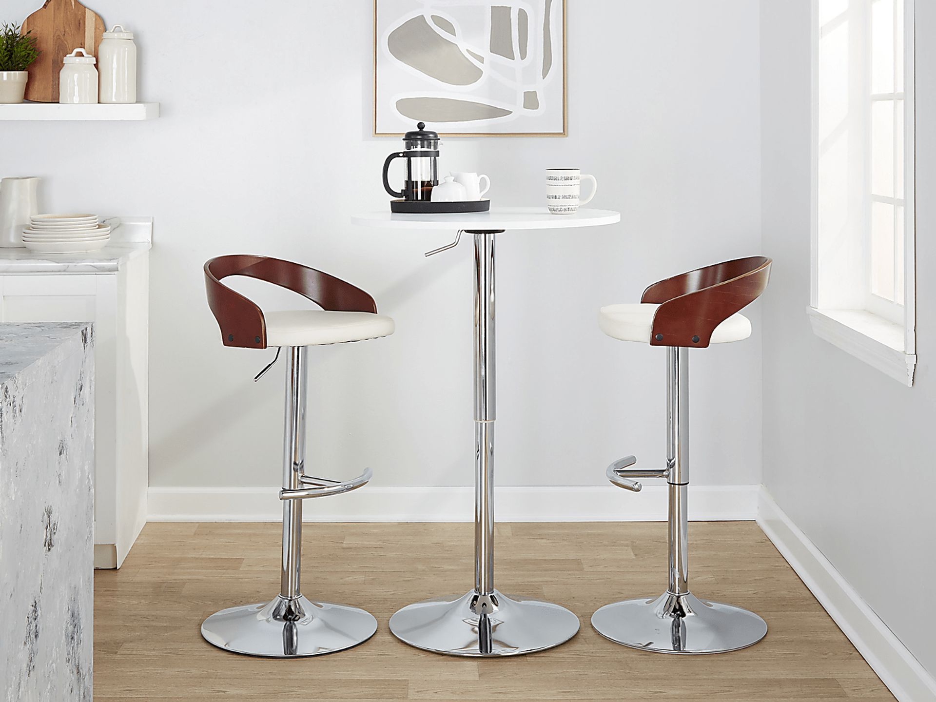 Zykan XXI White Adjustable Barstool, Set of 2 - Image 10