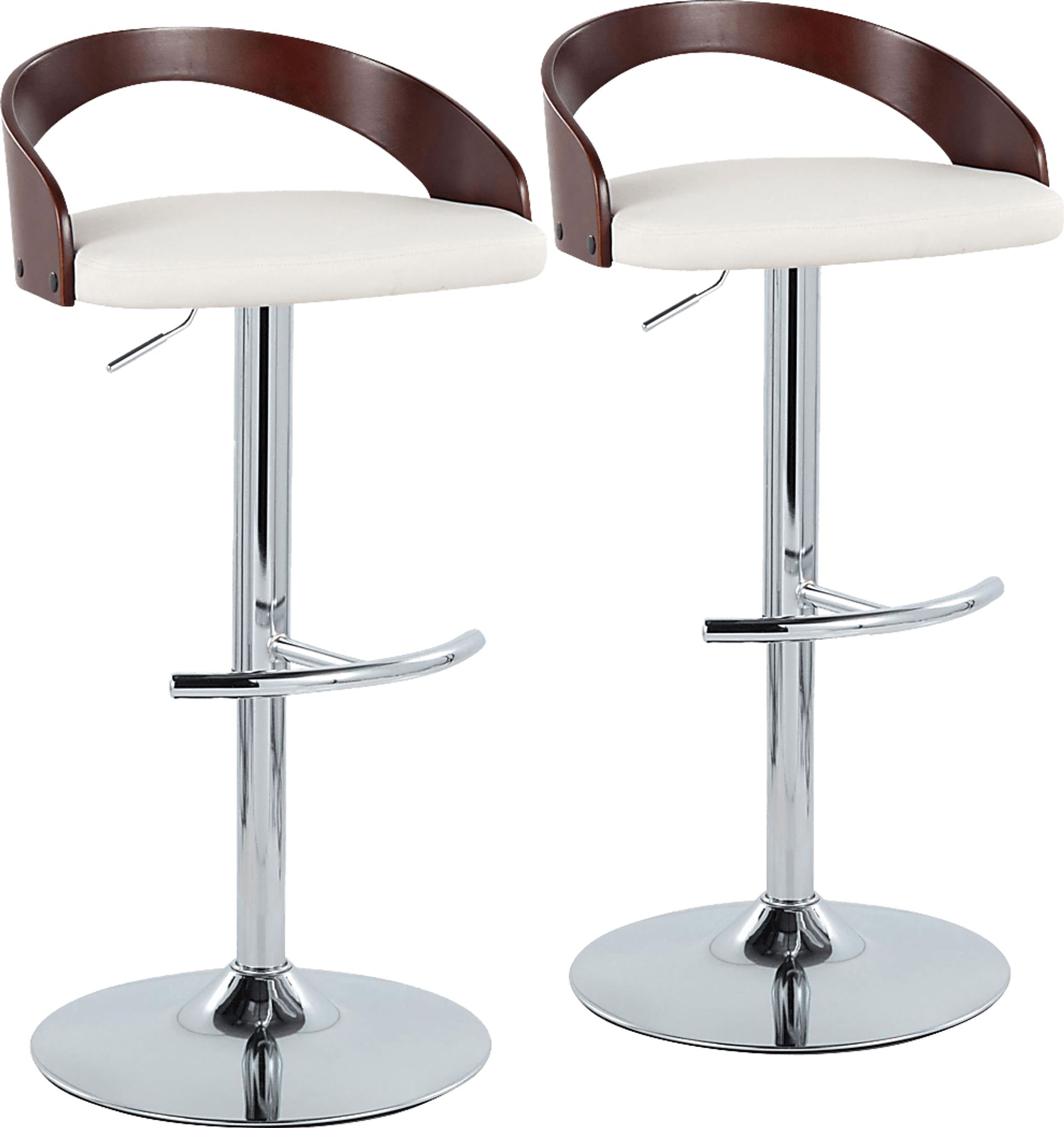 Zykan XXI White Adjustable Barstool, Set of 2 - Image 1