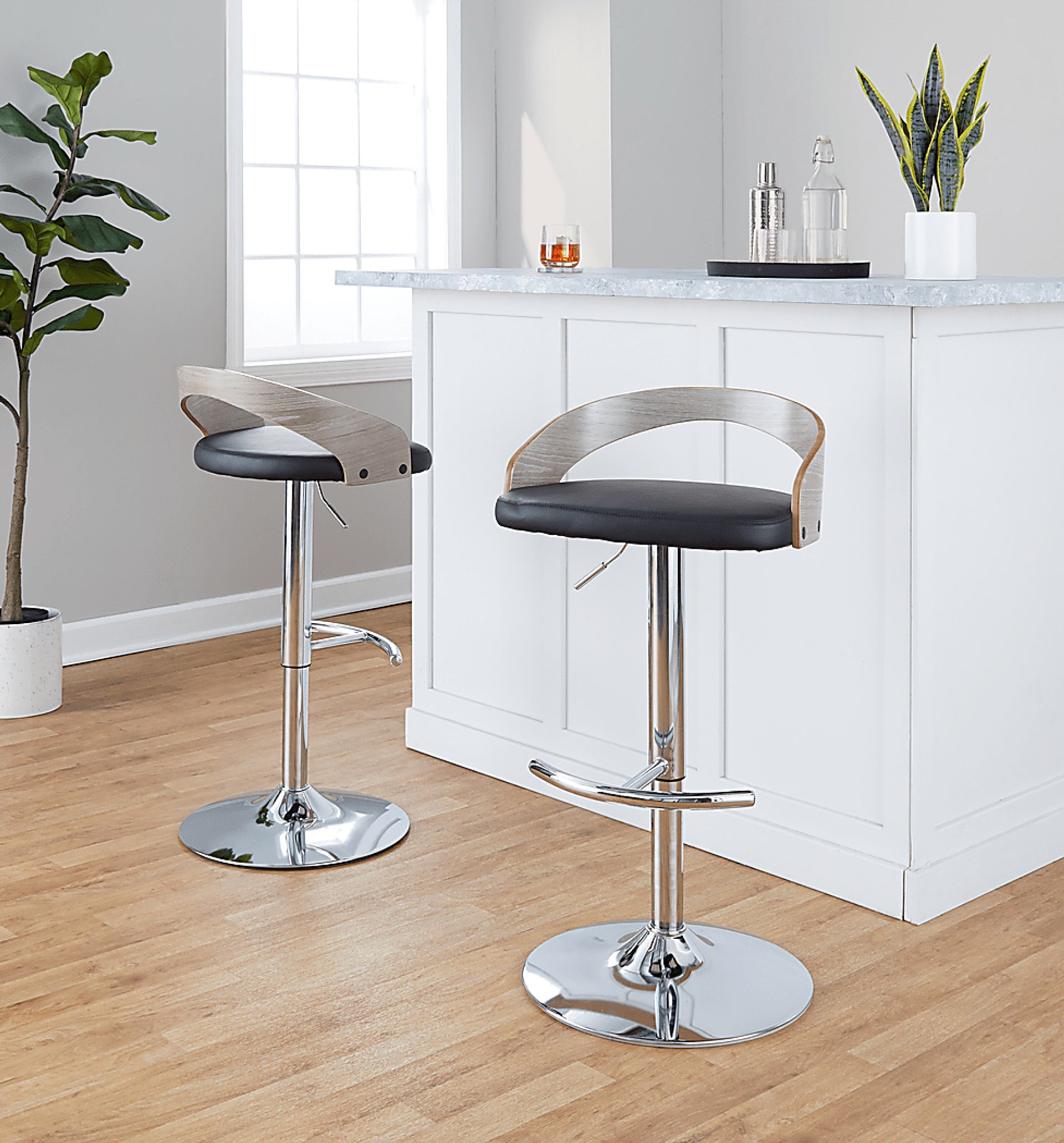 Zykan XXII Black Adjustable Barstool, Set of 2 - Image 2