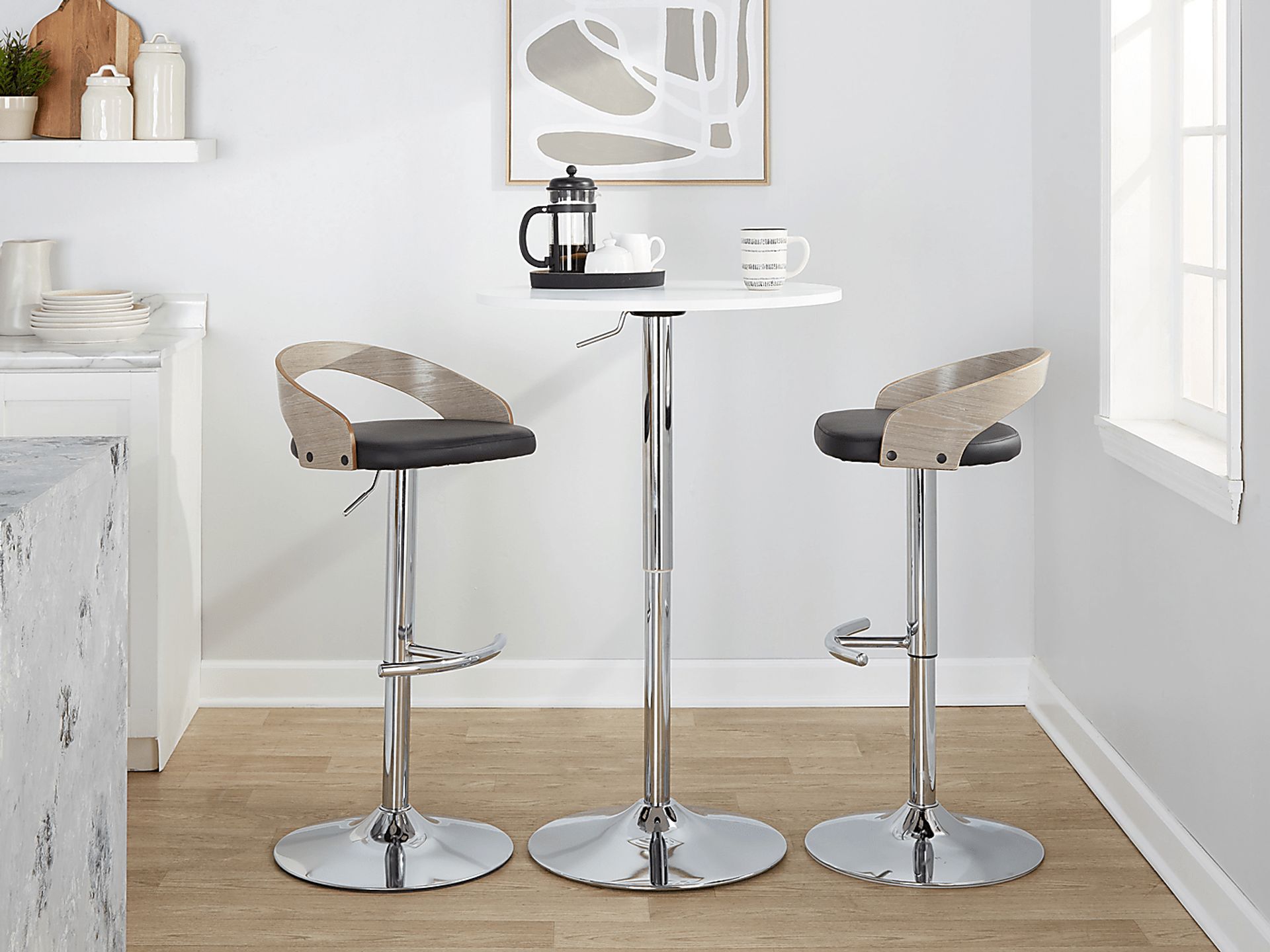 Zykan XXII Black Adjustable Barstool, Set of 2 - Image 10