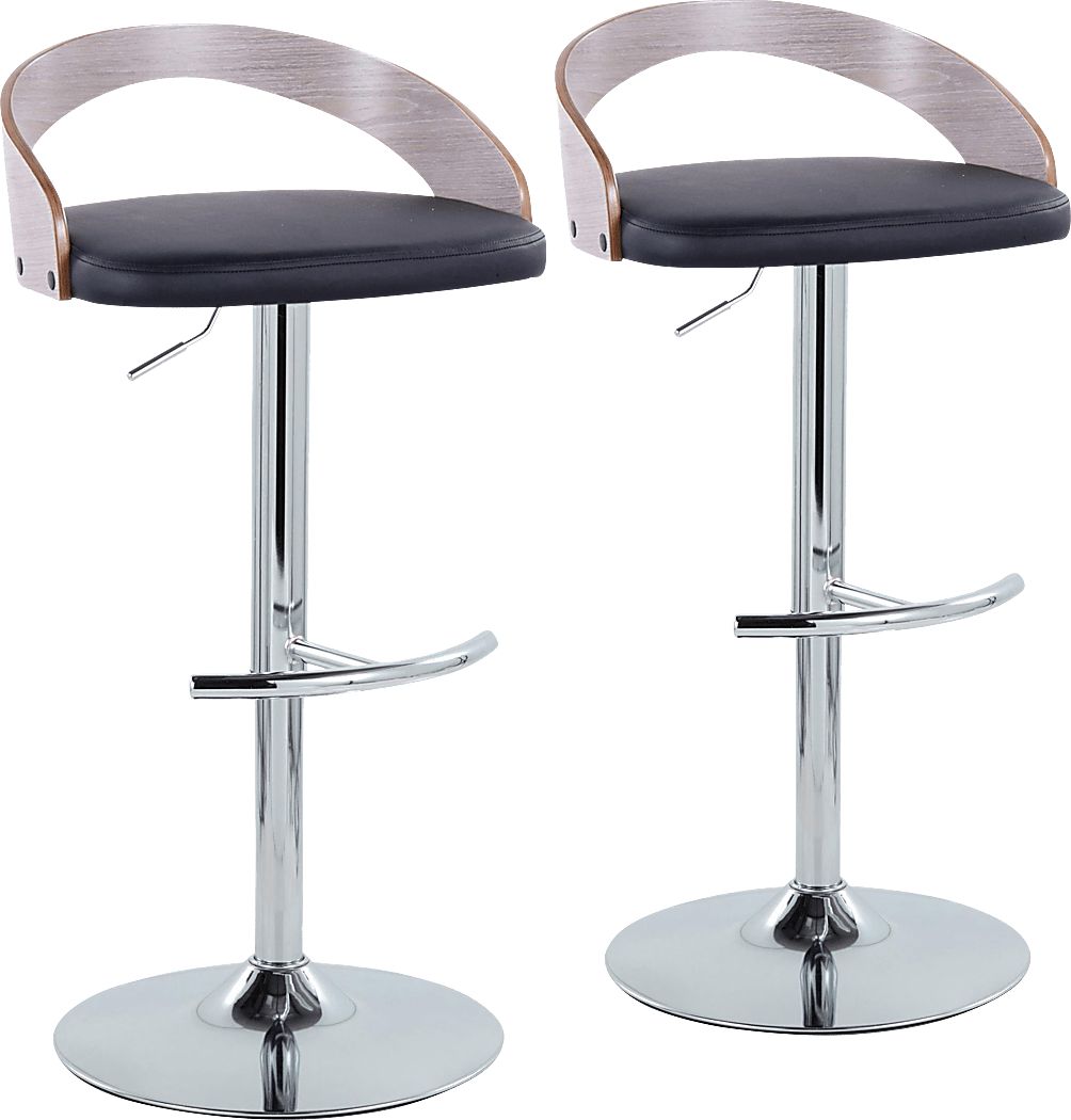 Zykan XXII Black Adjustable Barstool, Set of 2