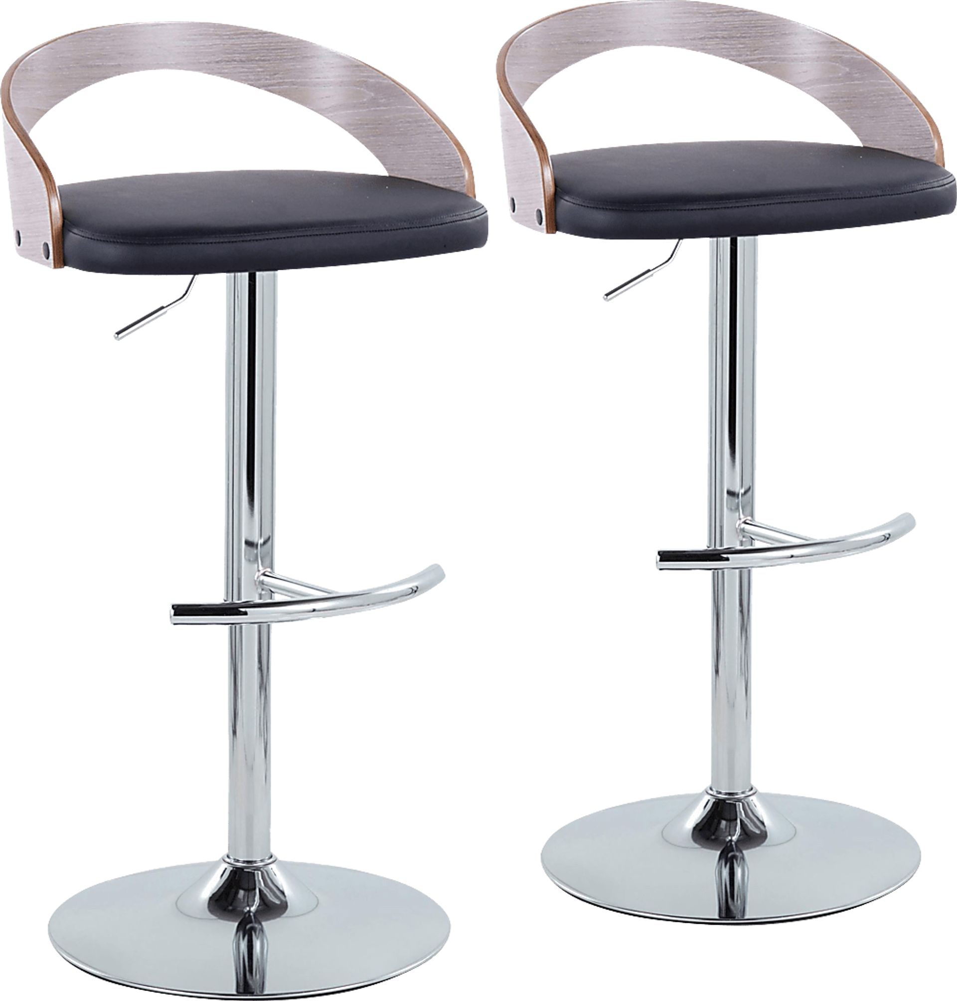 Zykan XXII Black Adjustable Barstool, Set of 2 - Image 1