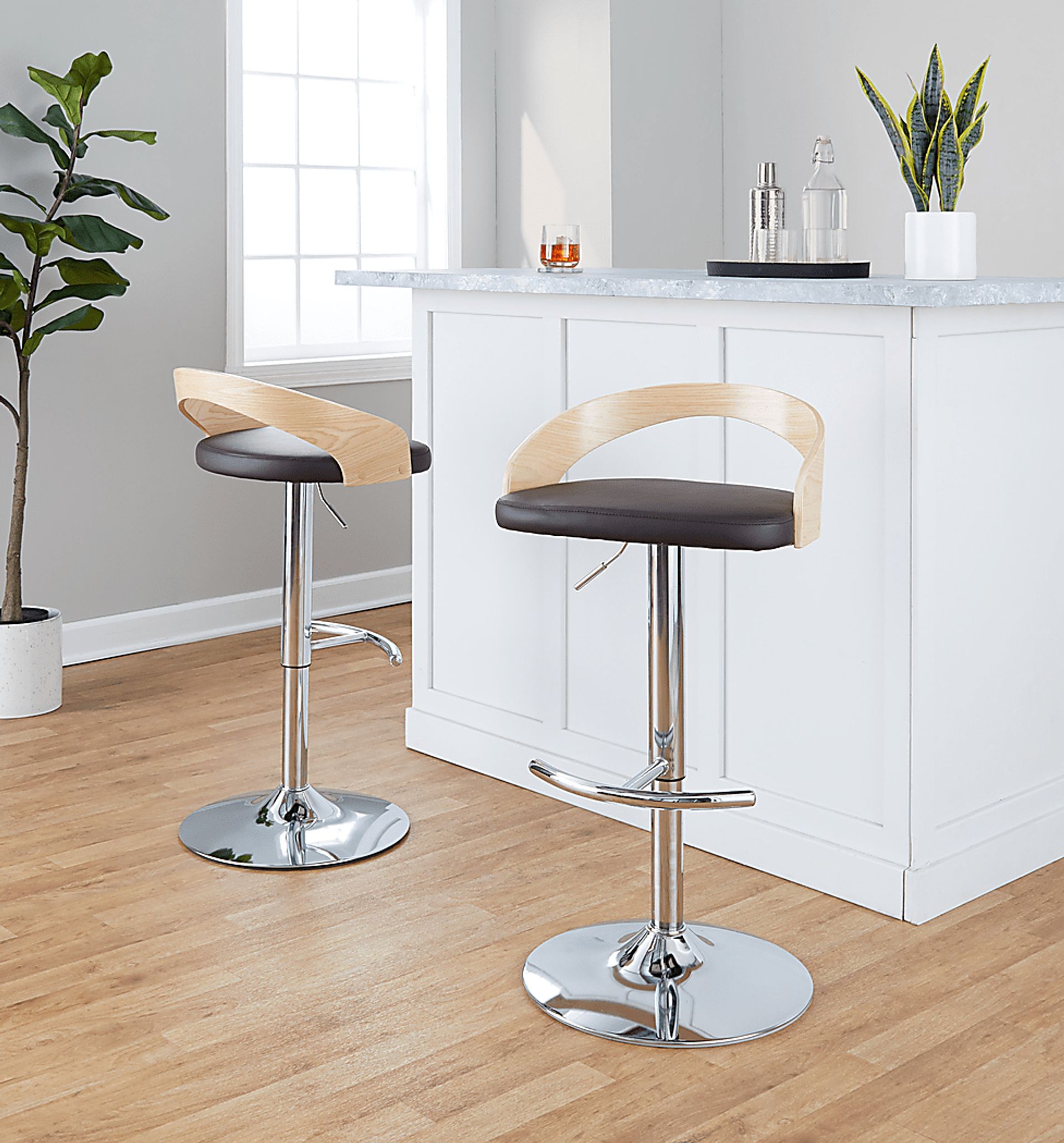Zykan XXIII Brown Adjustable Barstool, Set of 2 - Image 2