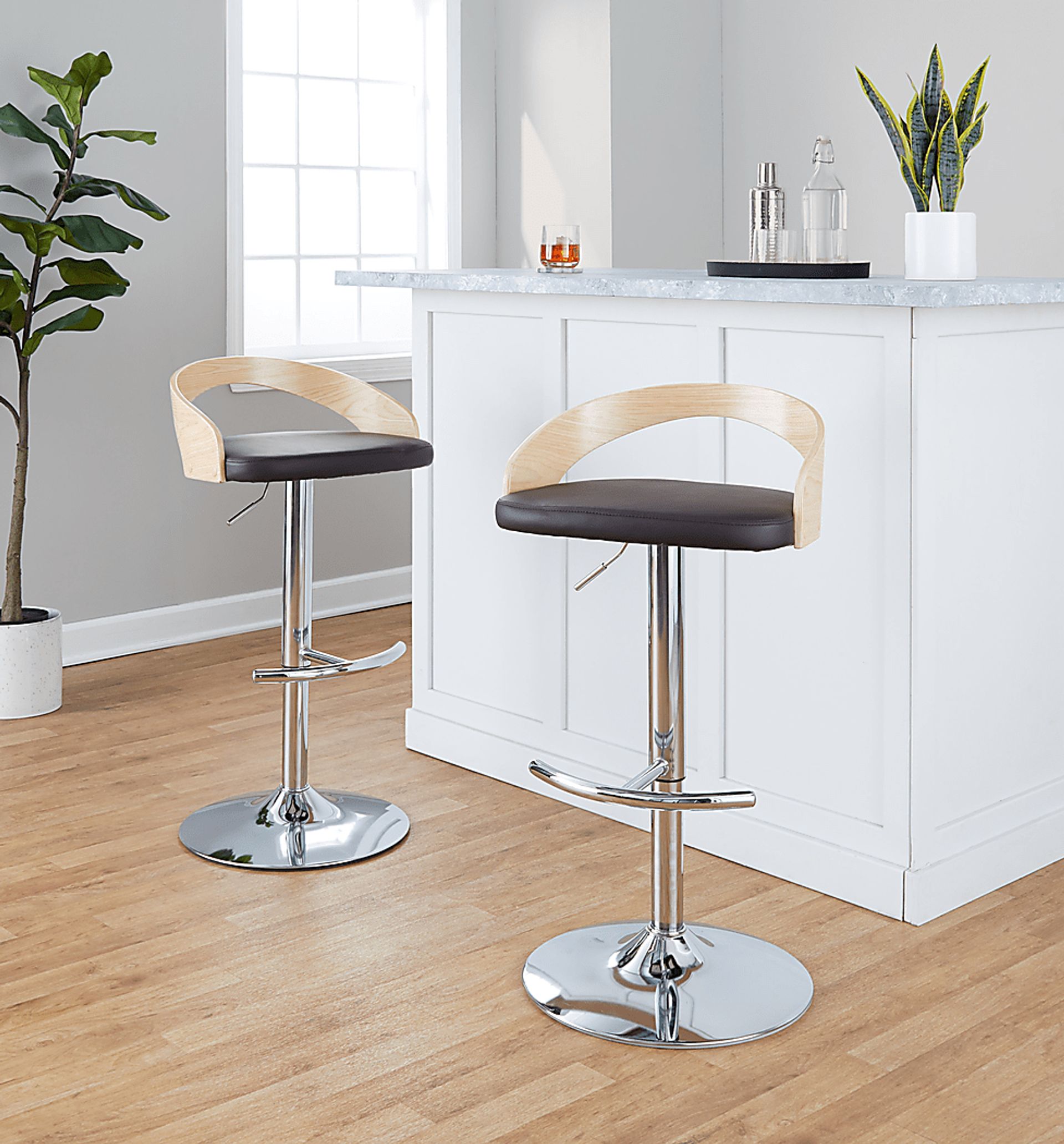 Zykan XXIII Brown Adjustable Barstool, Set of 2 - Image 9