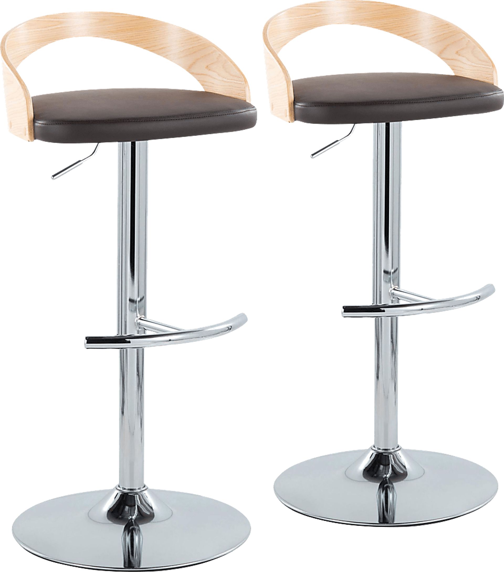 Zykan XXIII Brown Adjustable Barstool, Set of 2 - Image 1
