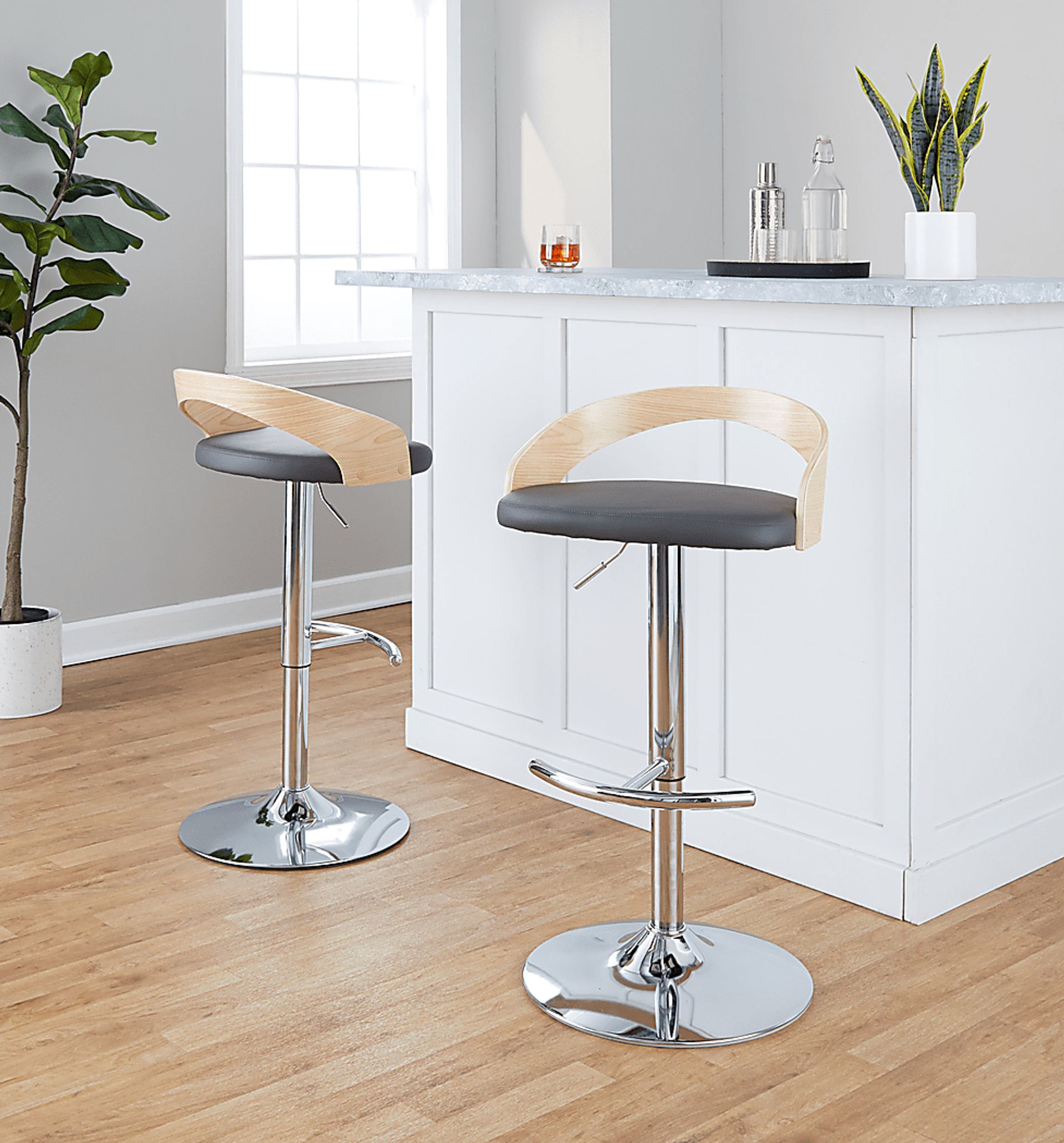 Zykan XXIII Gray Adjustable Barstool, Set of 2 - Image 2