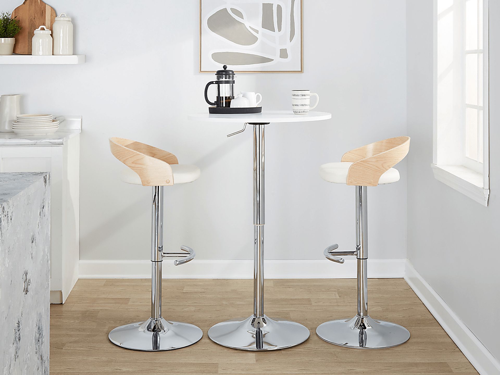 Zykan XXIV White Adjustable Barstool, Set of 2 - Image 11
