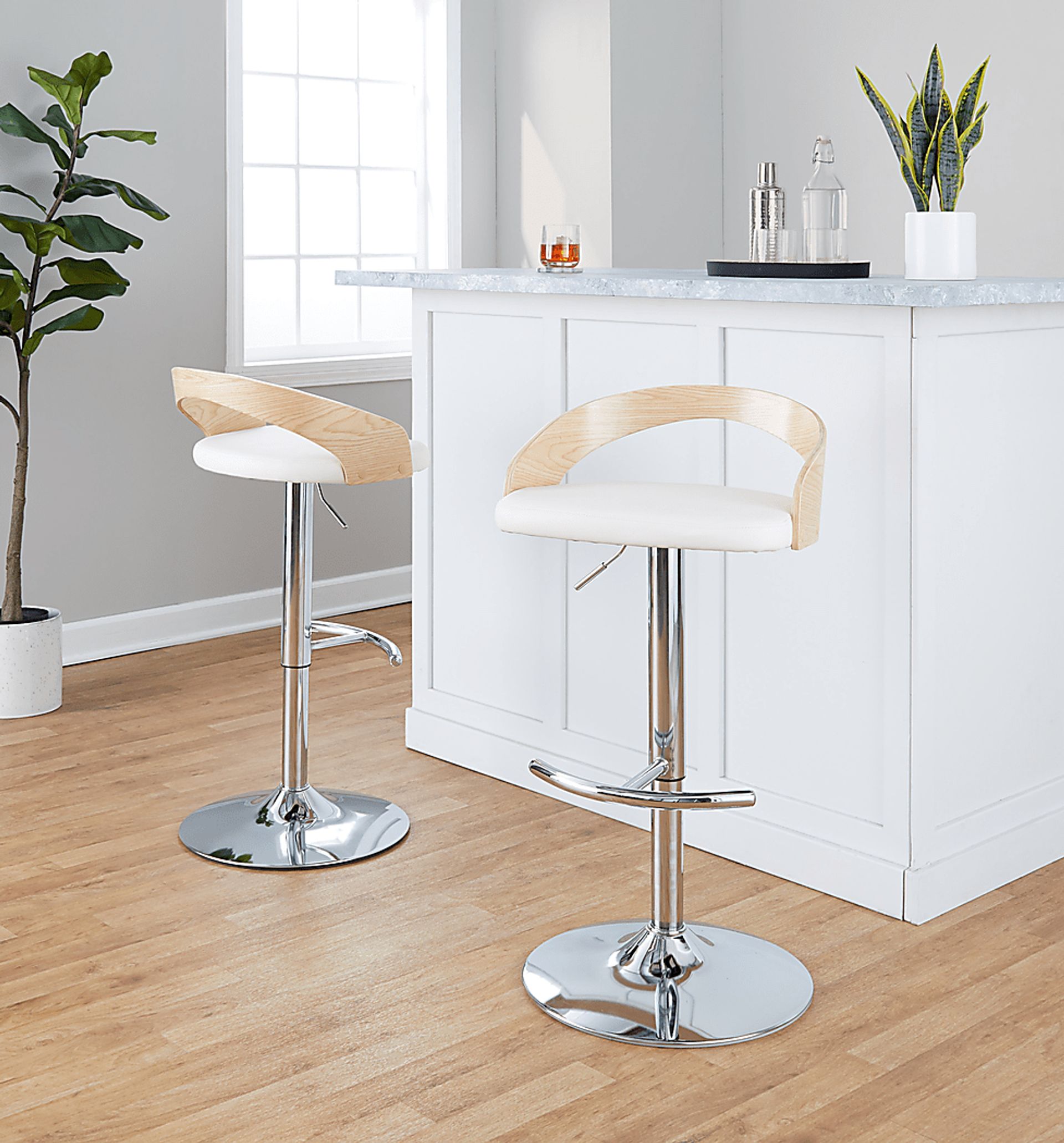 Zykan XXIV White Adjustable Barstool, Set of 2 - Image 2