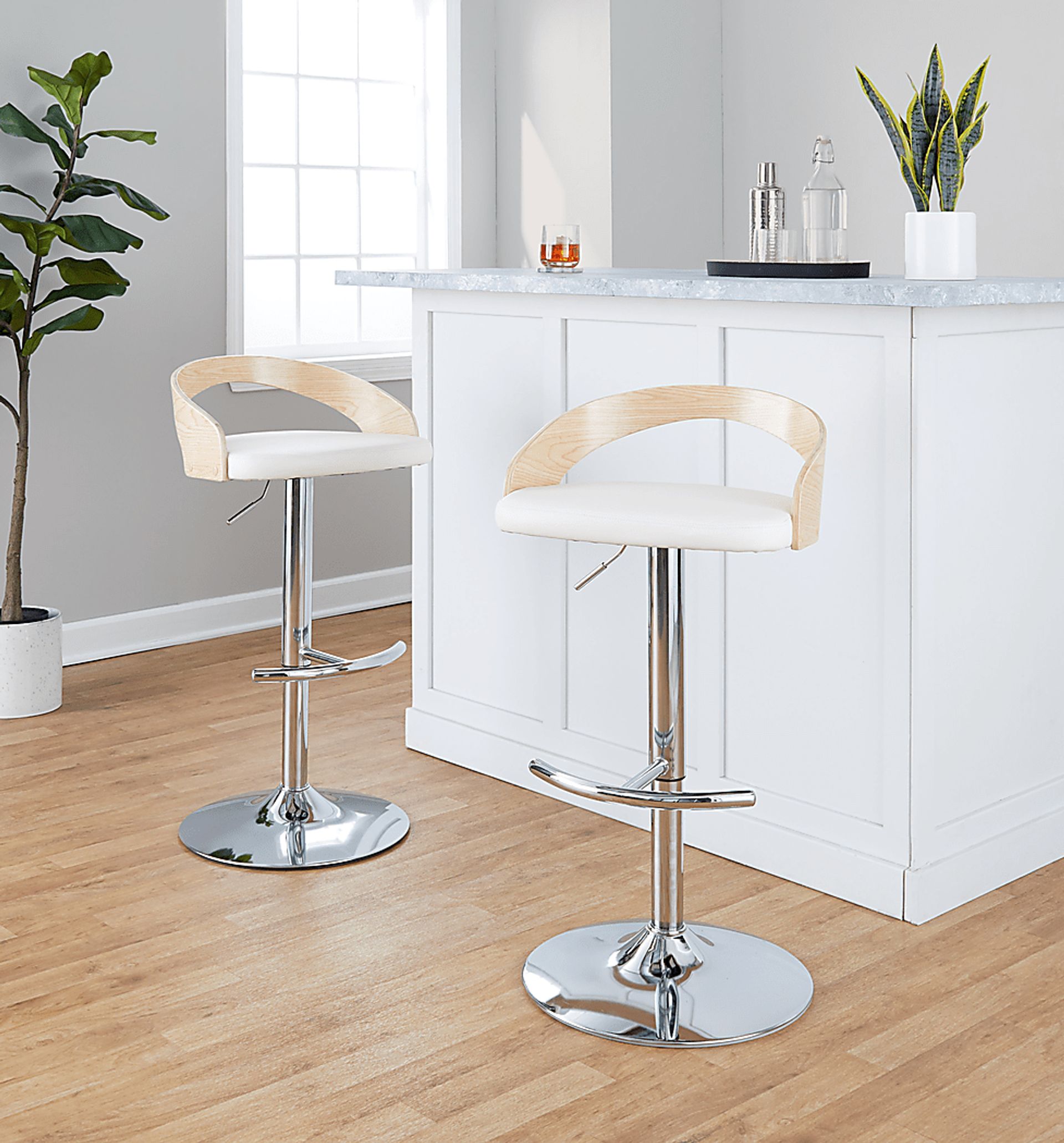 Zykan XXIV White Adjustable Barstool, Set of 2 - Image 9