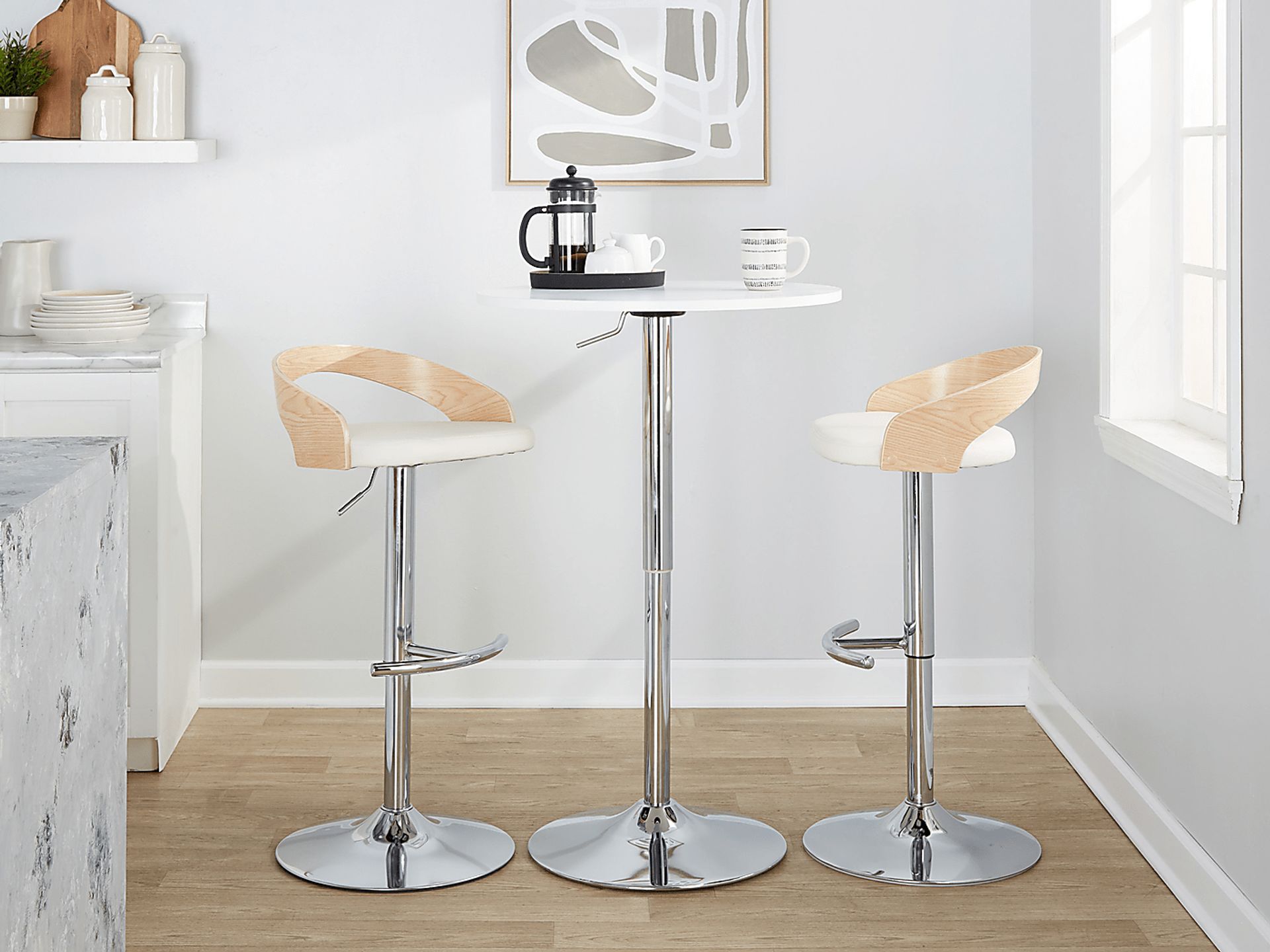 Zykan XXIV White Adjustable Barstool, Set of 2 - Image 10