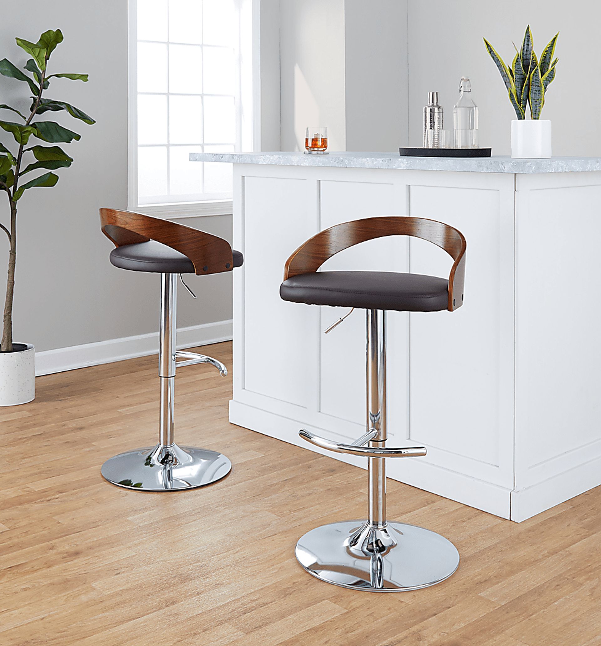 Zykan XXV Brown Adjustable Barstool, Set of 2 - Image 2