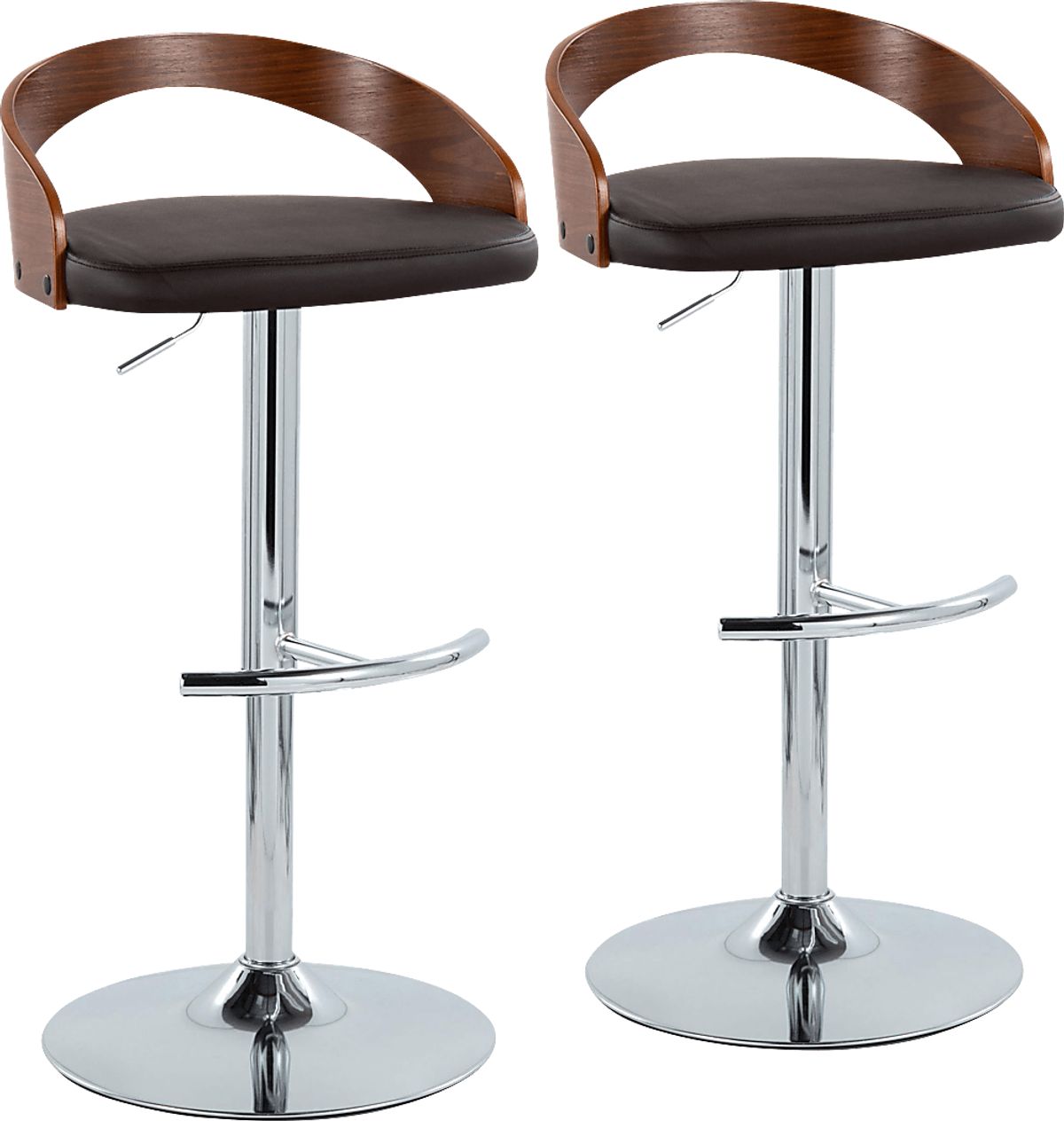 Zykan XXV Chrome Metal Brown Polyurethane Fabric Adjustable Barstool ...