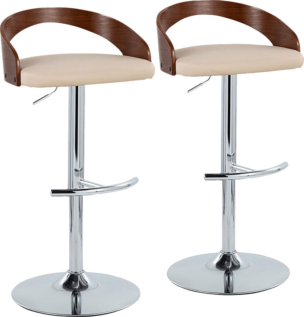 Zykan XXV Cream Adjustable Barstool, Set of 2