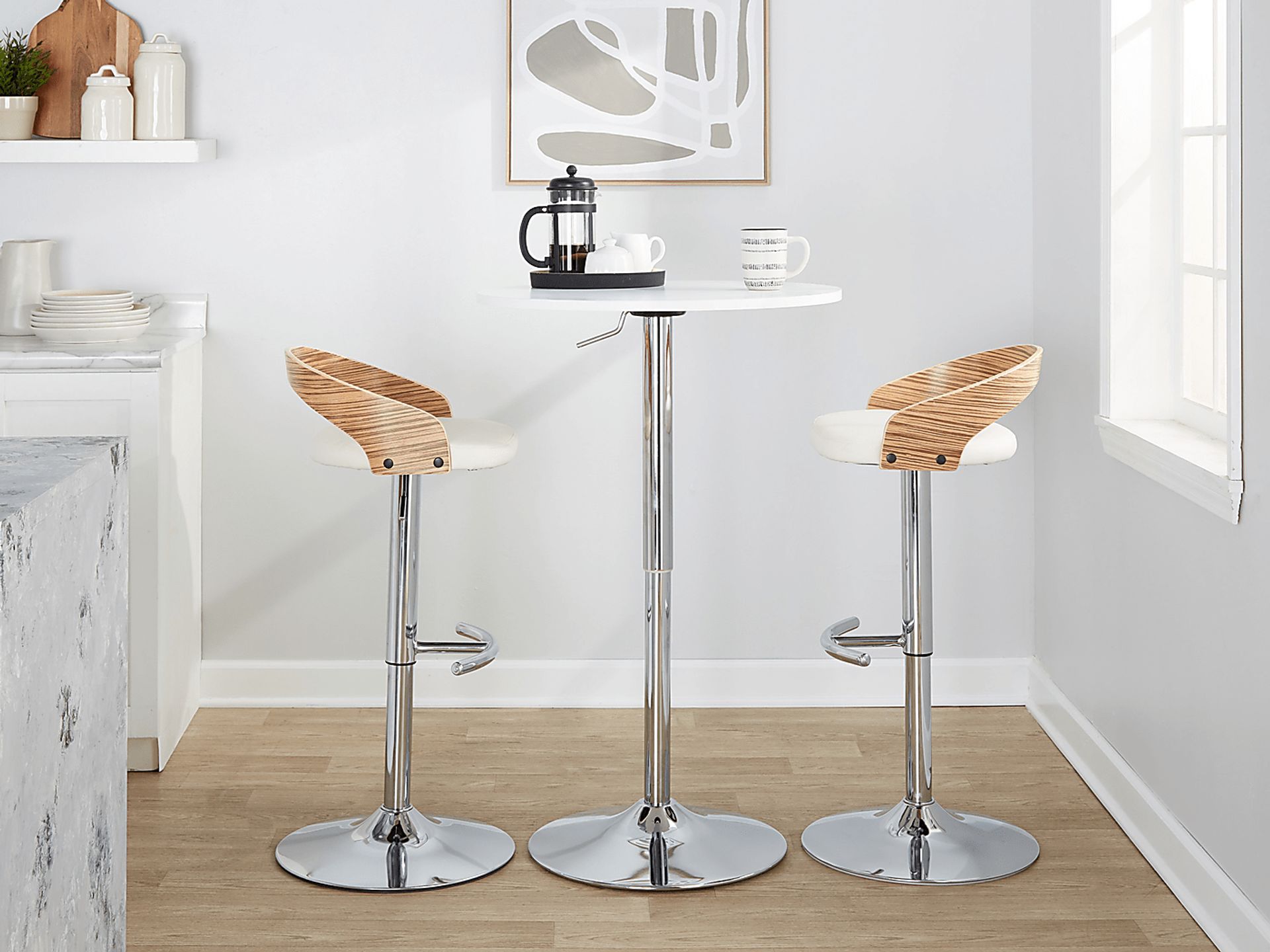 Zykan XXVI White Adjustable Barstool, Set of 2 - Image 11