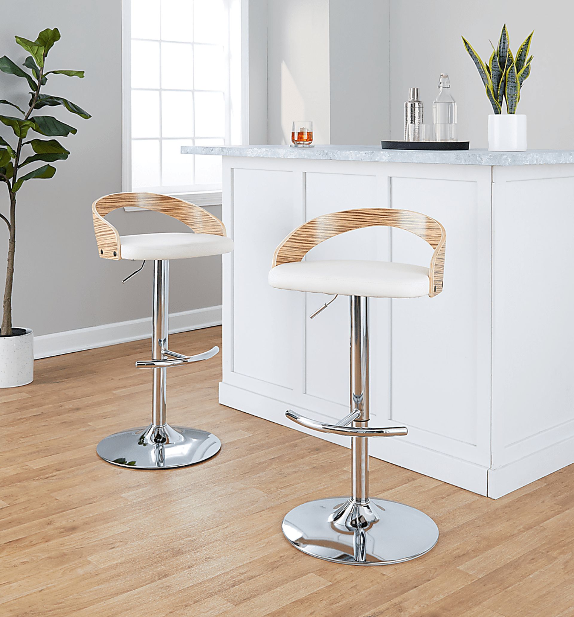 Zykan XXVI White Adjustable Barstool, Set of 2 - Image 9