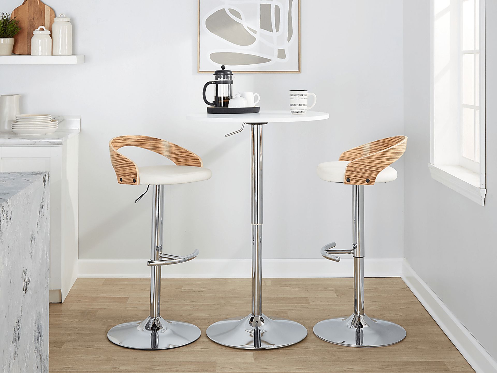 Zykan XXVI White Adjustable Barstool, Set of 2 - Image 10