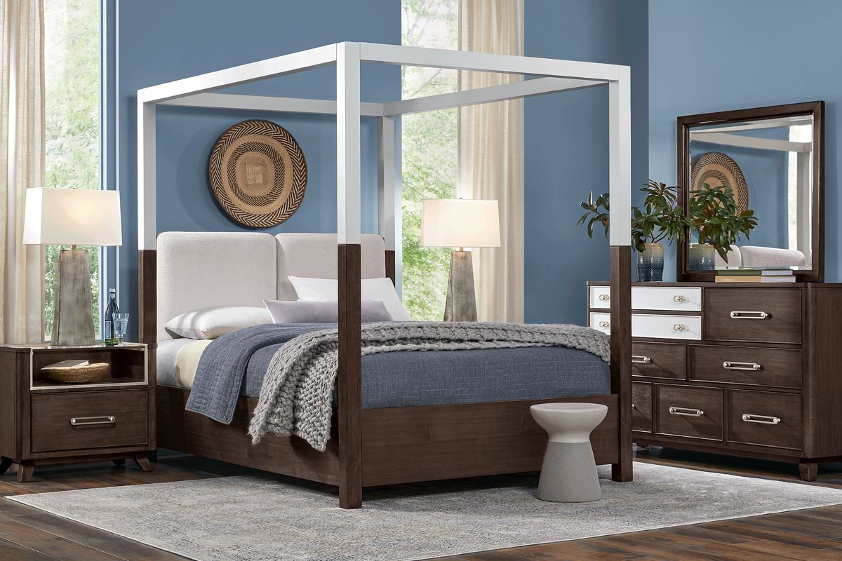 Prospect Heights Dark Brown Wood 3 Pc King Canopy Bed Rooms To Go