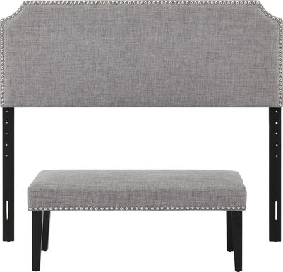 Ragsdale Gray Queen Upholstered Headboard and Bench