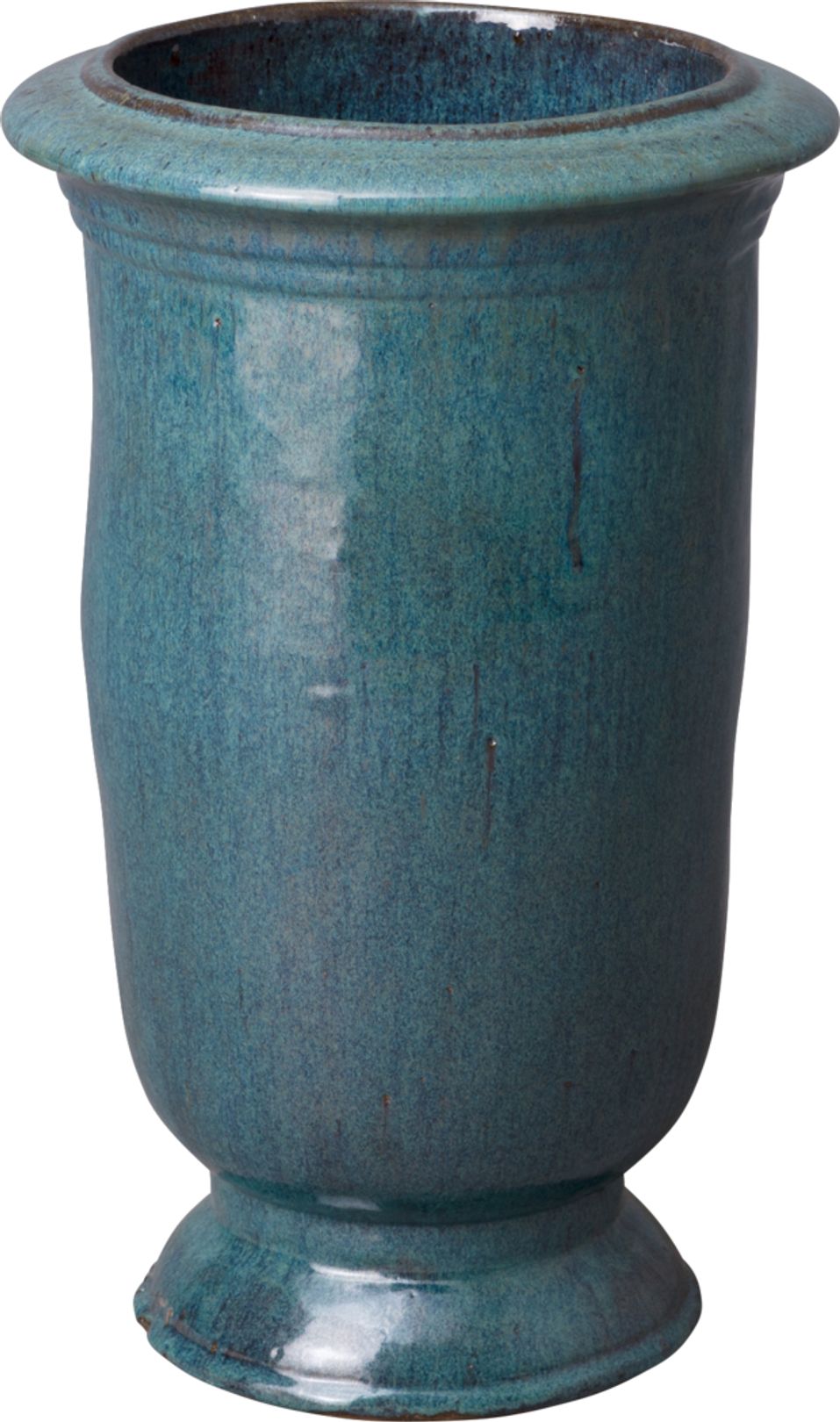 Photo of a blue tall narrow planter pot