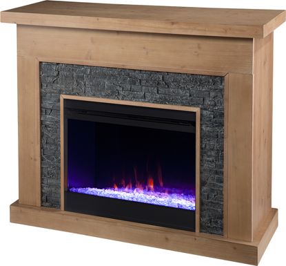 Rische Natural 45 in. Console with Electric Color-Changing Fireplace