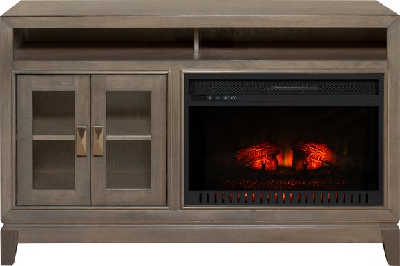 River Terrace Gray 52 in. Console with Electric Log Fireplace