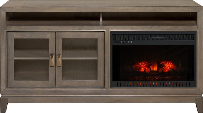 River Terrace Gray 62 in. Console with Electric Log Fireplace