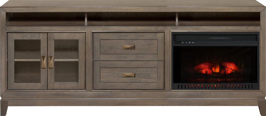 River Terrace Gray 82 in. Console with Electric Log Fireplace