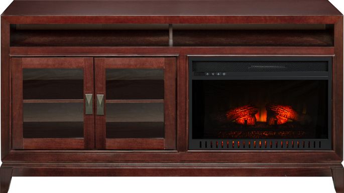 River Terrace Merlot 62 in. Console with Electric Log Fireplace
