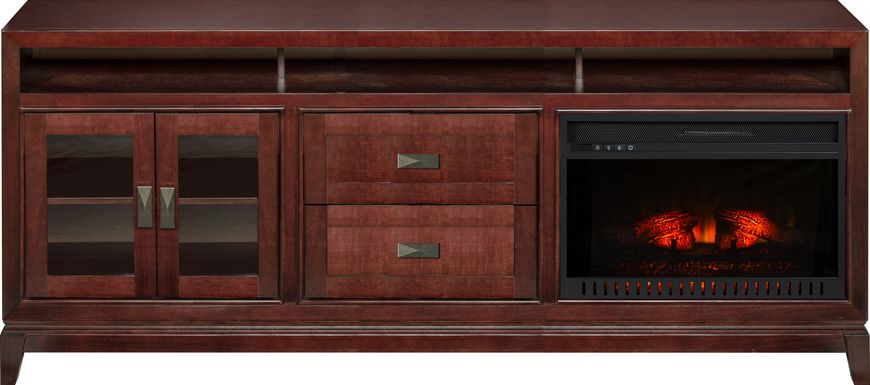 River Terrace Merlot 82 in. Console with Electric Log Fireplace