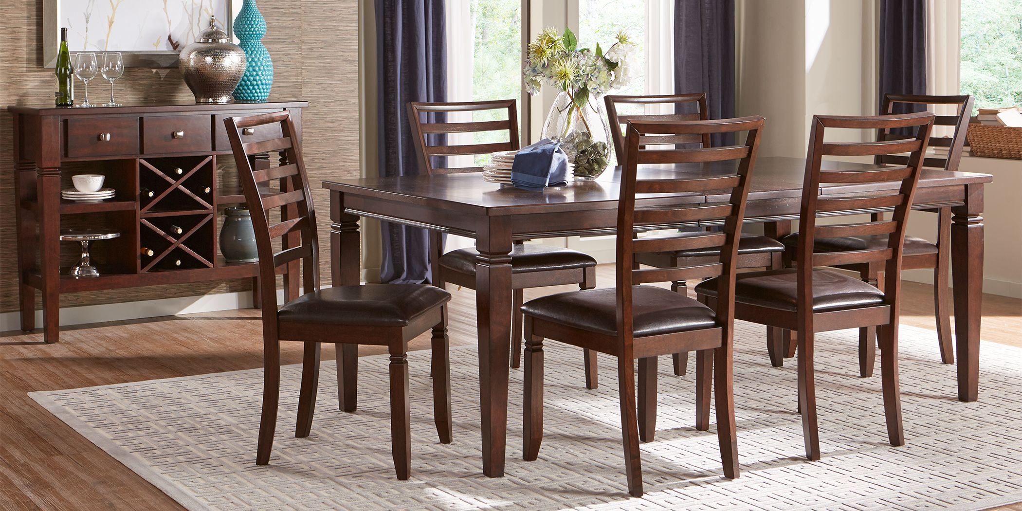 Https Wwwroomstogocom Furniture Product Riverdale Cherry 5 Pc Rectangle Dining Room With Ladder Back Chairs 4219351P