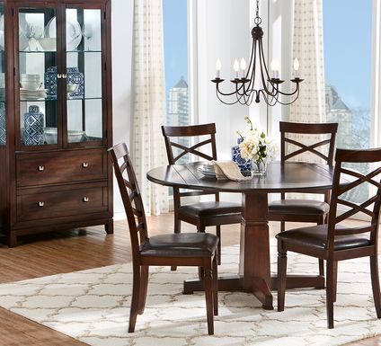 Riverdale Cherry 5 Pc Round Dining Room with X-Back Chairs