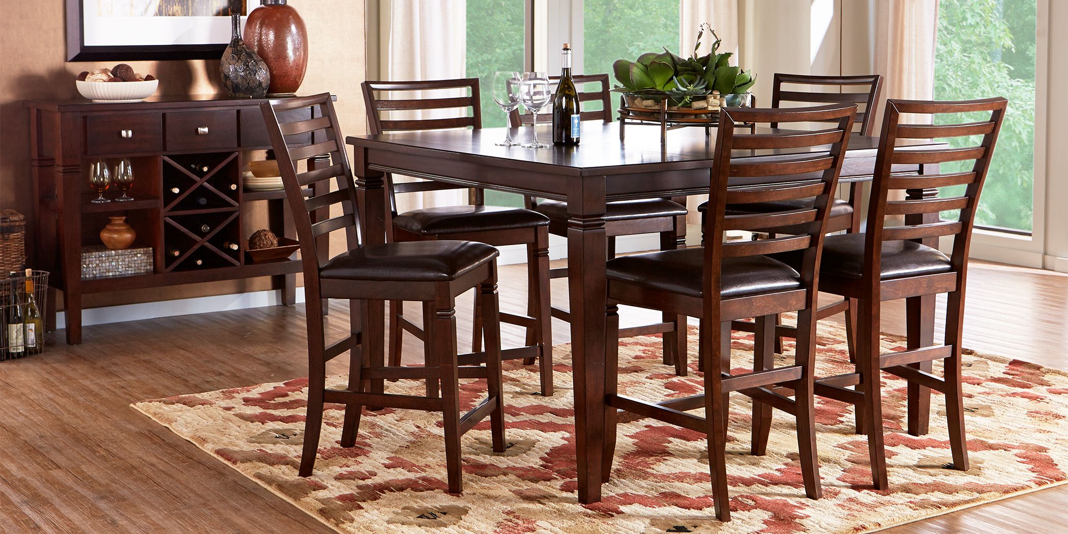 Riverdale Cherry 5 Pc Square Counter Height Dining Room with Ladder