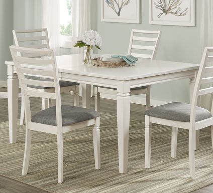 Riverdale White 5 Pc Rectangle Dining Room with Ladder Back Chairs