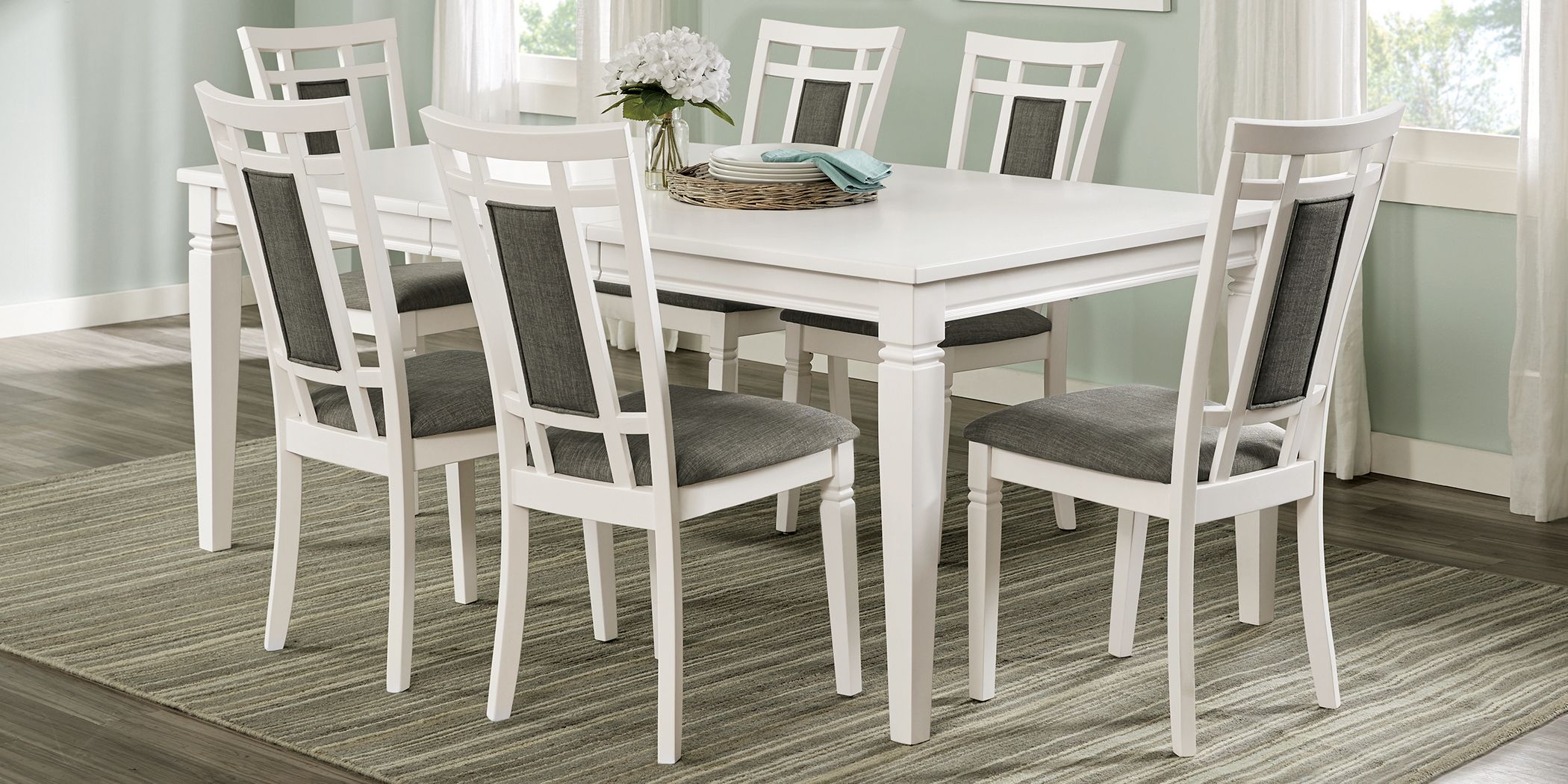 white upholstered dining room chairs