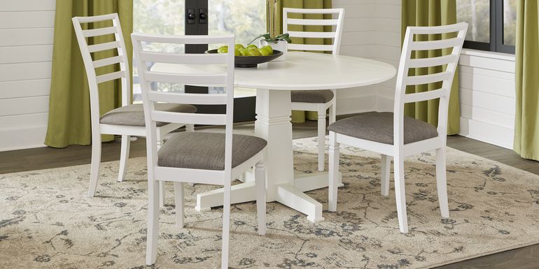 Riverdale White 5 Pc Round Dining Room with Ladder Back Chairs