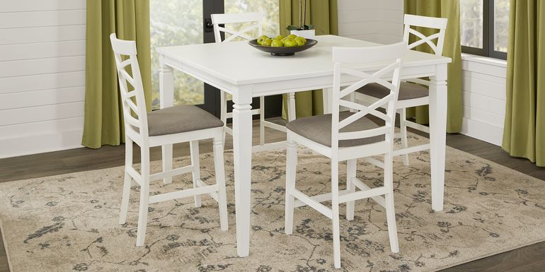 Riverdale White 5 Pc Square Counter Height Dining Room with X-Back Stools
