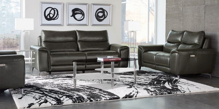 Rosato Gray Leather 2 Pc Power Reclining Living Room