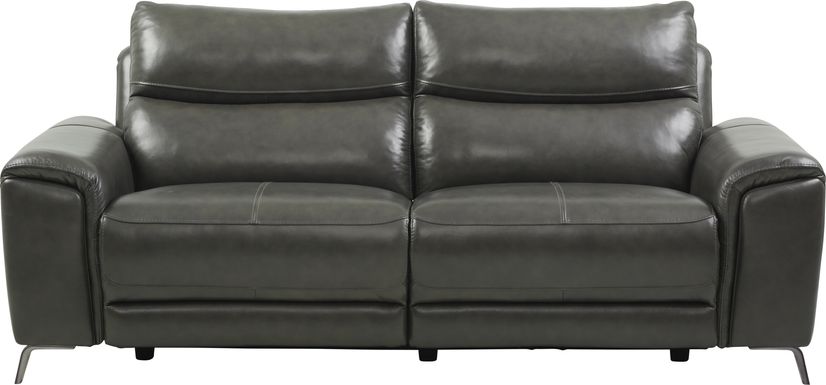Rosato Gray Leather Power Reclining Sofa