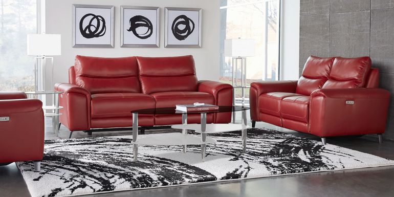 Rosato Red Leather 3 Pc Power Reclining Living Room