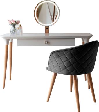 Rothrock Black Vanity Table & Accent Chair