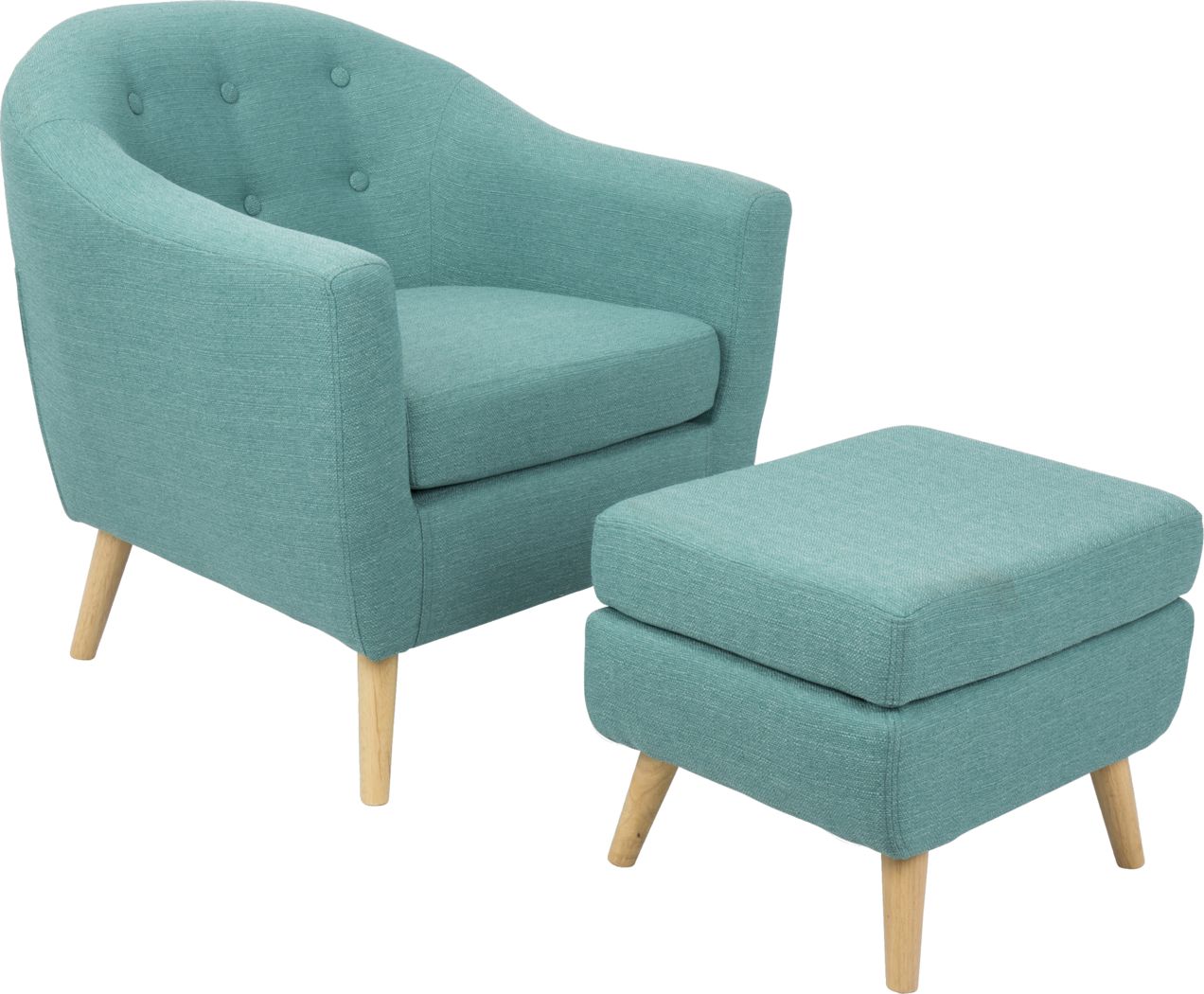 Rozelle Teal Accent Chair & Ottoman - Rooms To Go