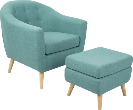 Rozelle Teal Accent Chair & Ottoman