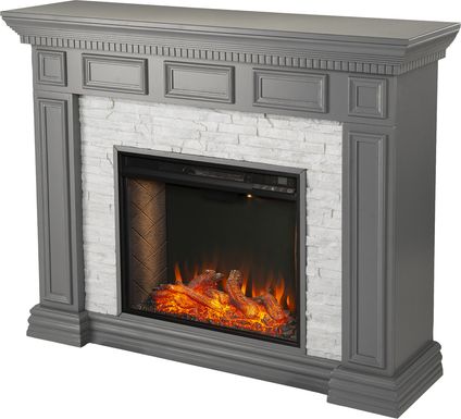 Runnelwood II Gray 50 in. Console With Smart Electric Fireplace
