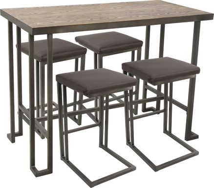 Rutland Brown 5 Pc Counter Height Table Set