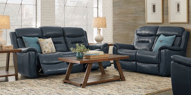 Blue Leather Living Room Sets Sofa, Leather Recliner Chair Living Room Ideas