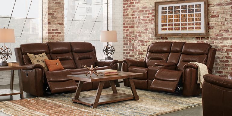 Sabella Walnut Leather 2 Pc Power Reclining Living Room