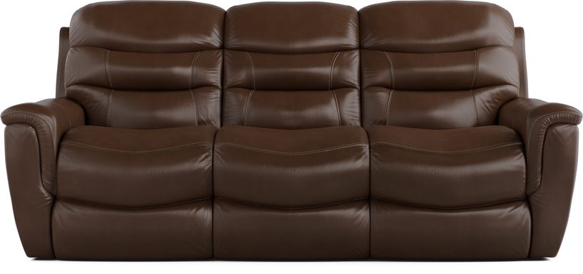 Sabella Walnut Leather Power Reclining Sofa