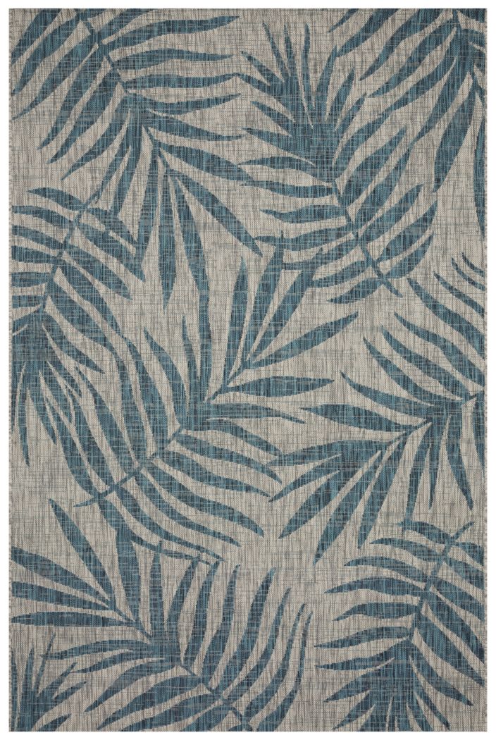 Scattered Palms Aqua 5'3 x 7'7 Indoor/Outdoor Rug - Rooms To Go