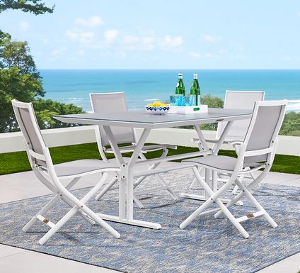 Seagate White 5 Pc Rectangle Outdoor Dining Set